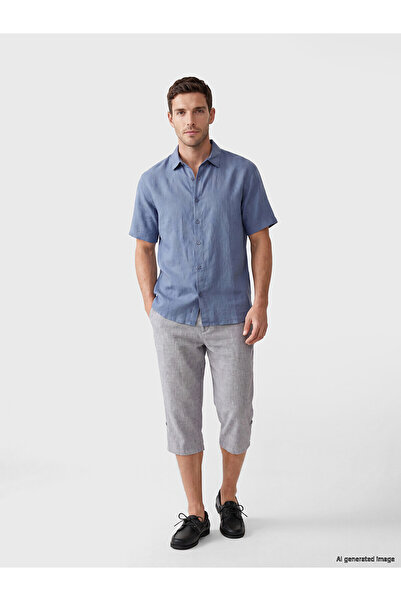 LC Waikiki Trendlucky Regular Fit Linen Blend Men's Shorts with Difference in...