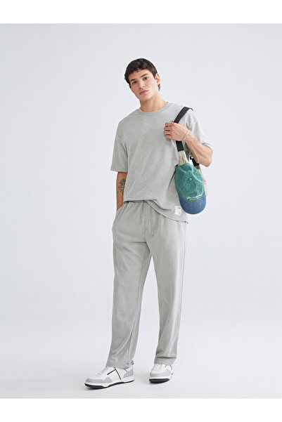 LC Waikiki Nevavm Farkıyla Xside Gray 3 Thread Plain Loose & Baggy Men's Swea...