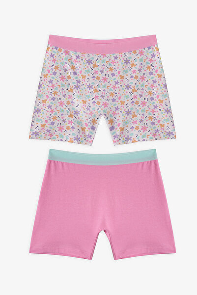 Penti Kız Çocuk Pembe Popflower Çiçekli 2'li Boxer