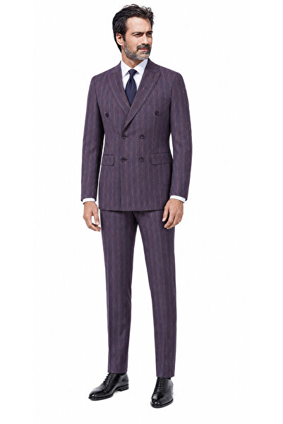 PARLAMENTER Fabio Cassel Kurvaze Takım Elbise Erkek Premium Slim Fit Çizgili ...
