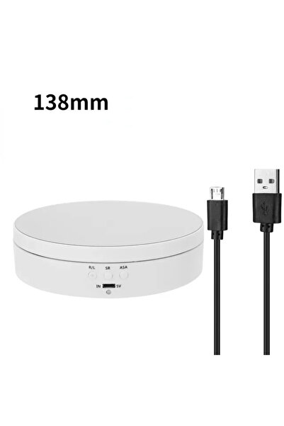 Choice 138MM White 360 Degree Electric Rotating Turntable, Rechargeable Low N...