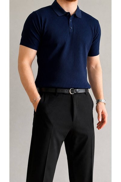 Generic Brand Men's Summer Knitwear Polo Neck T-Shirt