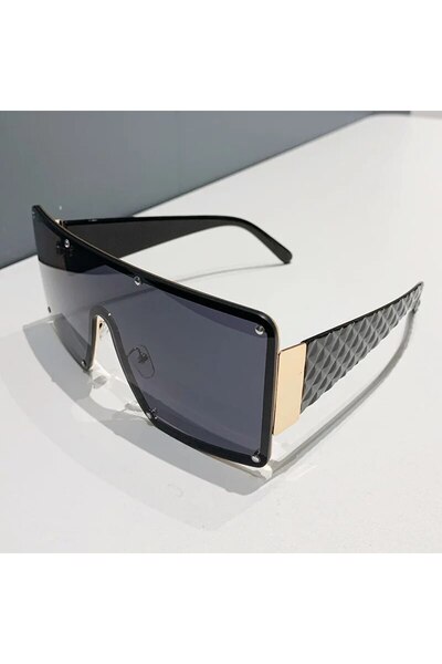 Choice Black-black Fashion Large Frame Sunglasses Female One-piece Wide-rimme...