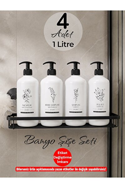 Dem Home 4 Lü Siyah Kapaklı Beyaz Plastik Mutfak & Banyo Düzenleyici 4 Lü Sab...