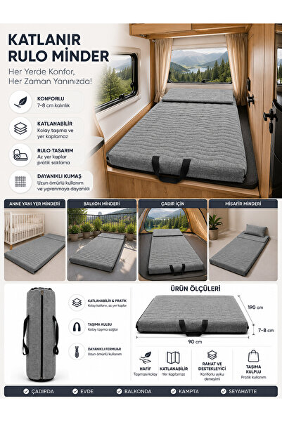 Nirvana Bedding-90/190 ölçü Balkon Minderi.Çadır Yatağı.Kamp Matı Karavan Yat...