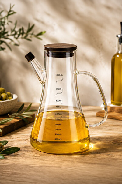 Porsima Lm-0106 Serra Lid Borosilicate Glass Oil Pot Vinegar Pot Oil Pot 1000ml