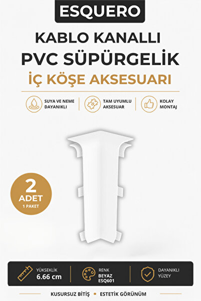 Genel Markalar Esquero Pvc Süpürgelik Beyaz - Esq601 Iç Köşe Aksesuarı (1 Pak...