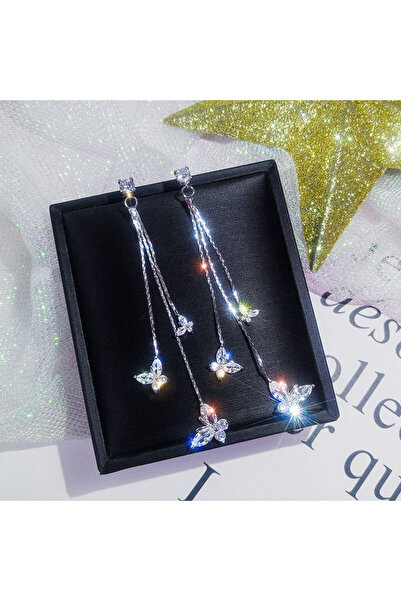 Choice HE960-2 2024 New Long Crystal Tassel Butterfly Dangle Earrings for Wom...