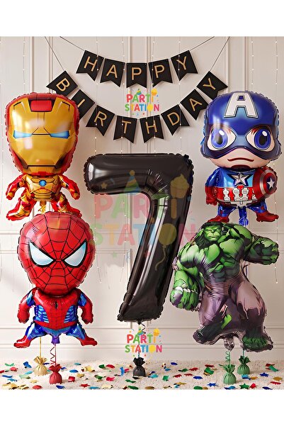 Parti Station Avengers Concept 7 Years Old Balloon Set Avengers Hulk Iron Man...