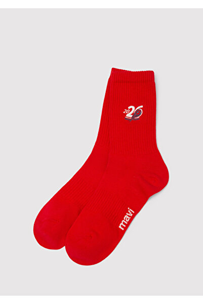 Mavi Team Football Collection Embroidered Red Socks 0920350-70465