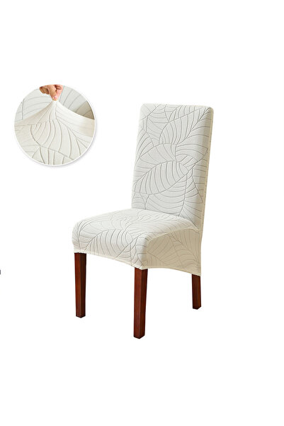 Choice Beige-L Jacquard Chair Cover Stretch XL Size Long Back Dining Chair Co...