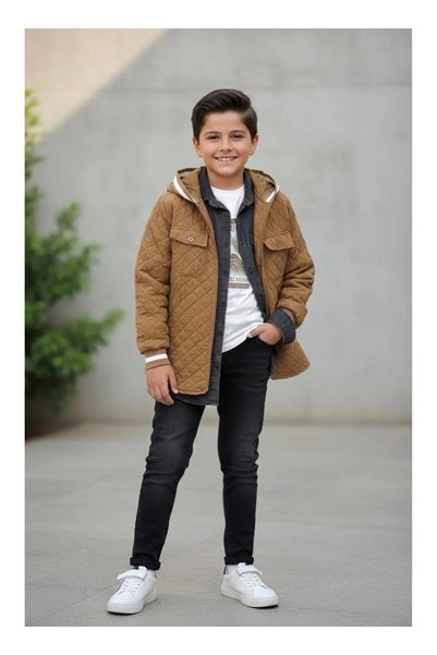 Minigimin Cicileri My Little Boy's Clothes (9-12) Quilted Embroidered K Hoode...