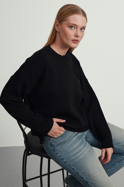 Gülce moda Black Crew Neck Oversize Sweater Sweater