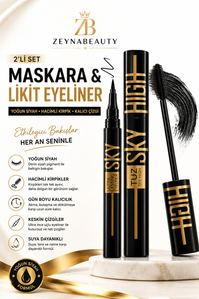 ZEYNABEAUTY 2'Li Sky High Maskara Ve Eyeliner İkili Set