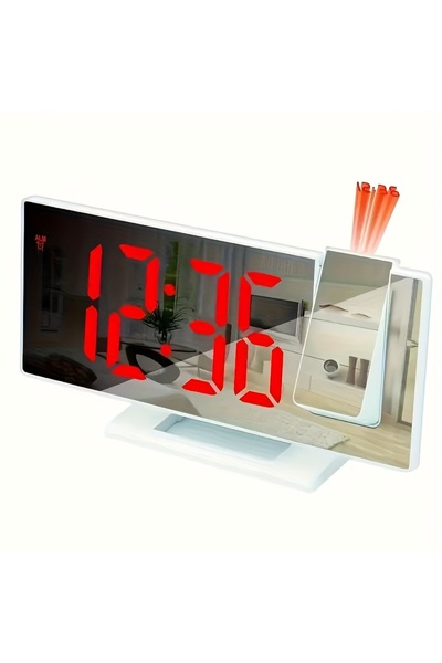 Choice1 ساعة منبه بروجكتور D2363-WR متعددة الوظائف، ساعة ذكية مضيئة، ساعة رقم...