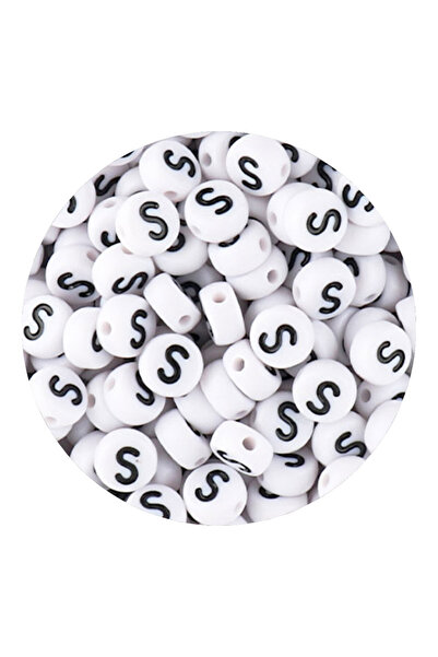 Choice53 100pcs S 50/100/200pcs/Lot 7x4mm White A-Z Round Alphabet Acrylic Le...