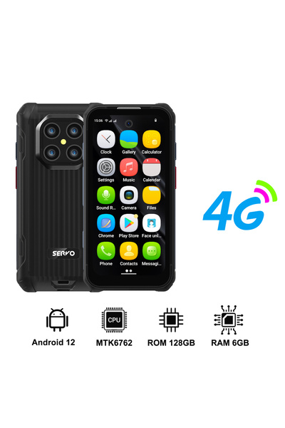 Choice Black SERVO TANK500 4G PTT Smartphone Android 12 6+128GB Dual Camera 5...