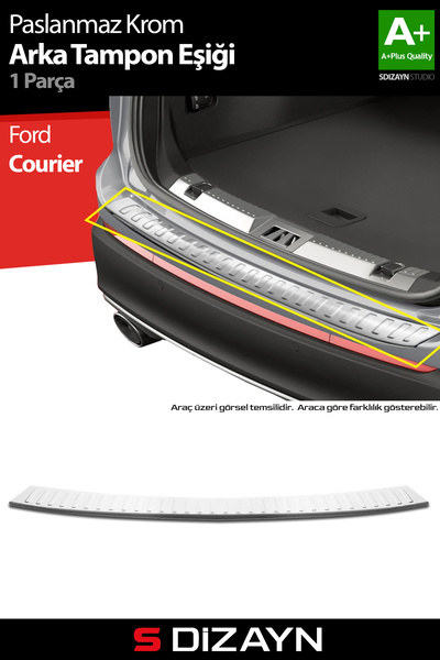 S Dizayn S-Dizayn Ford Courier Krom Arka Tampon Eşiği 2023 Üzeri A+ Kalite 59...
