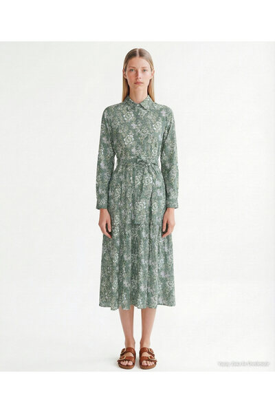 Yargıcı Loose Shirt Collar Long Sleeve Dress