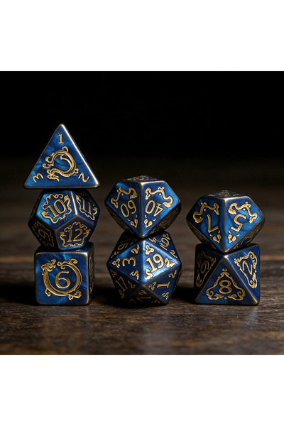 Choice1 Other BLUE DND Dice 7Pcs/set Dragon Pattern Polyhedral Dices Role Pla...