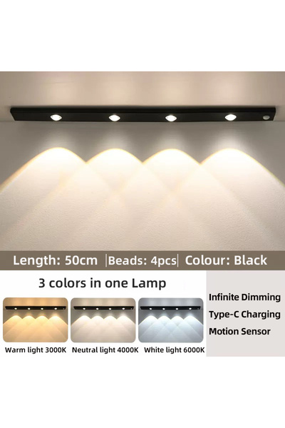 choice2 50cm black 3 colors in one Lamp White/Black LED Cabinet Light USB Rec...