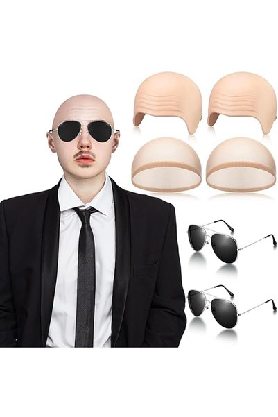 Choice12 skin-3 Bald Outfit Cosplay Accessories Set with Latex Bald Hat And N...