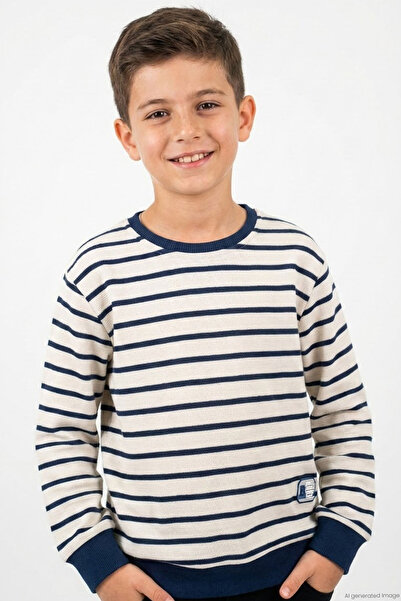 Breeze Boy's Sweatshirt with Emblem Detail, Ages 4-10, White