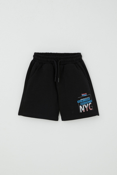 Breeze Girls & Boys Boys' Shorts with Text Printed Lace Up Pocket Age 3-7, Black