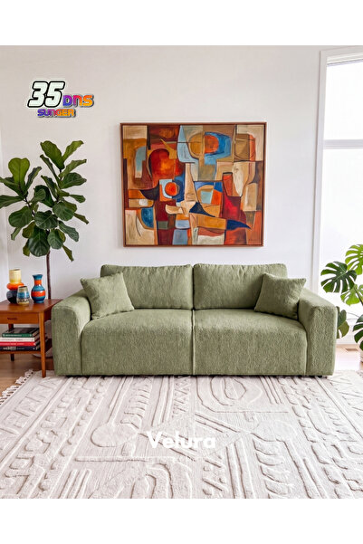 Velura Home & Living Sora 3+3 Yataklı ve Sandıklı Koltuk Takımı - Yeşil