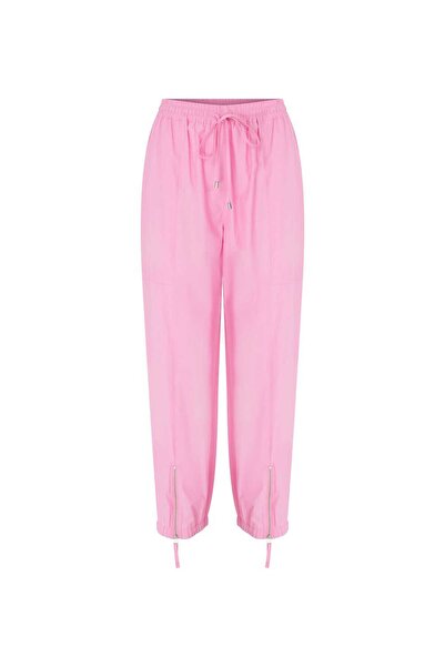 Roman Beli Bağlamalı Kısa Paça Pantolon Pembe Y2312057_038
