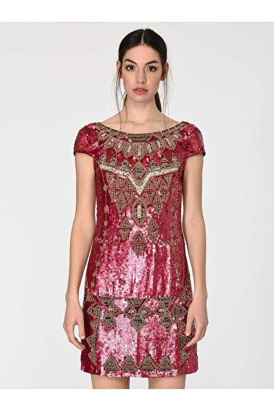 Roman Fuşya Payetli Mini Elbise Standart Renk Y1962102_089