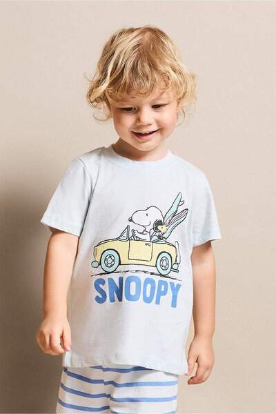 DeFacto %100 Pamuk Snoopy 2'li Pijama Takımı Erkek Bebek H3501A526SM