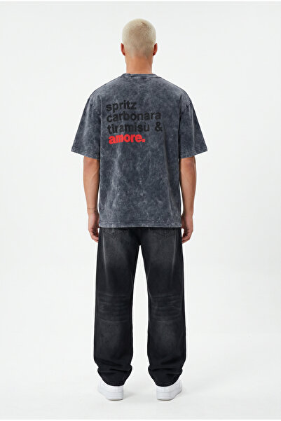 Respire Men's Amore Printed Oversize T-Shirt Black