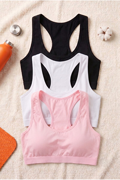 underwear bodyway 3-Pack Cotton Sports Bras - Swimmer Back Casual Bustier Set...