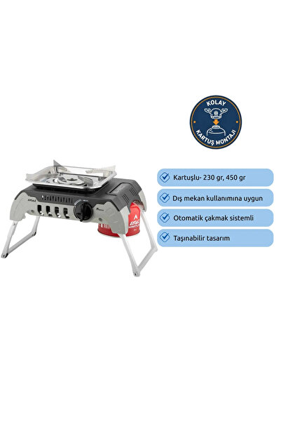 Aygaz MS-200DF Katlanabilir Kartuşlu Kamp Ocağı - Taşınabilir, Çantalı, Porta...