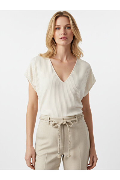 Xint Kadın Naturel Pamuk Dokulu Oversize Bluz