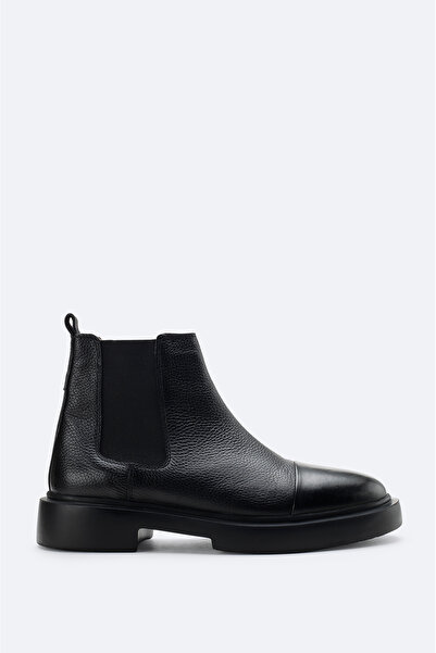 Avva Men's Black 100% Leather Flexible Sole Chelsea Boots A42Y8016
