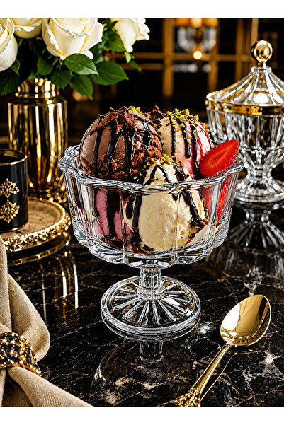 çukurova home 6-Piece Flower Model Footed Ice Cream Bowl and Dessert Bowl (25...
