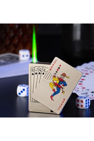 Techmarketi Kızaklı Jet Alev Baskılı Lüks Rüzgar Geçirmez Gazlı Çakmak JOKER