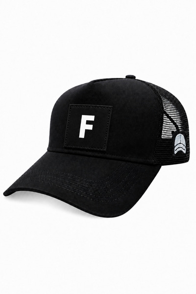 all hats قبعة بيسبول شبكية مزينة بحرف F وتفاصيل مطرزة