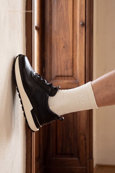 Valmenti Erkek Hakiki Deri Siyah Sneakers & Spor Ayakkabı