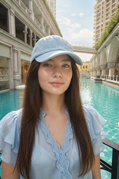 Mollycrush قبعة فاخرة مطرزة بفيونكة أنيقة من مجموعة سيتي كومبيني |   قبعة جين...