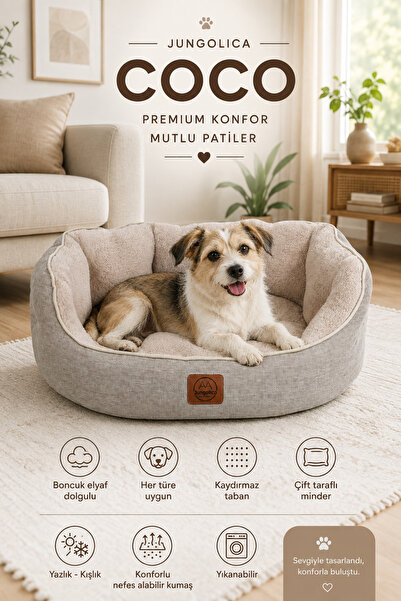 Jungolica Pet Products Coco, Çift Taraflı Minderli, Ultra Yumuşak, Kaydırmaz ...
