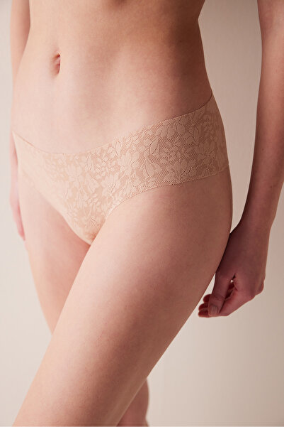 Penti Traceless Invisible Laser Cut Lacy Cheeky Lace Beige Hipster Panties