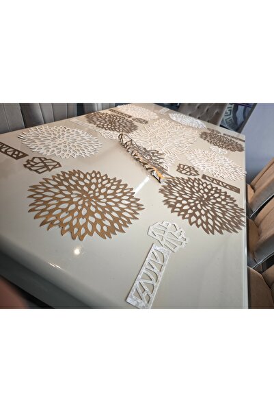 SEHARA Suni Deri/1 Ad.runner,8 Servis,8 B.altlığı,8 Kaşıklık/yemek Sunum Takımı/8 Kişilik/25 Parça/gold