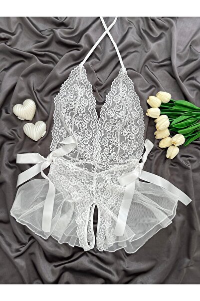 Lena Homewears Kadın Melek Dantel Detaylı Gecelik