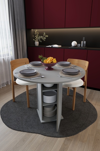 asratrend Modern Dolaplı 4 Kişilik Mutfak Yemek Masası %100 MDF Mutfak Yemek ...