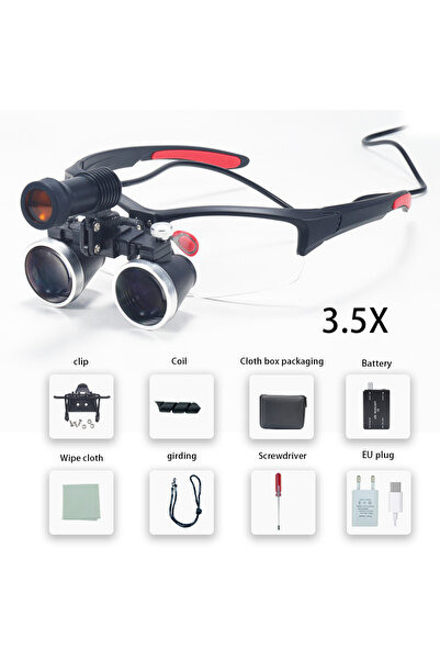 Choice7 3.5X 5W Light black Dental Loupes 2.5/3.5X Magnifier Lab Medical Magn...