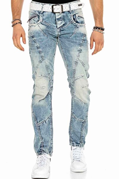 Cipo&Baxx C-0894A Pantaloni de blugi pentru bărbați, stil vintage, cu cusături