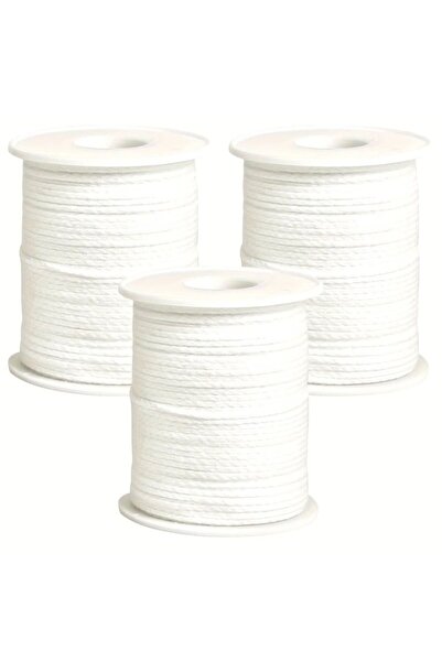 Choice 3pcs 3 Rolls, 183 Meters Total, Smokeless Candle Wicks - White Woven W...